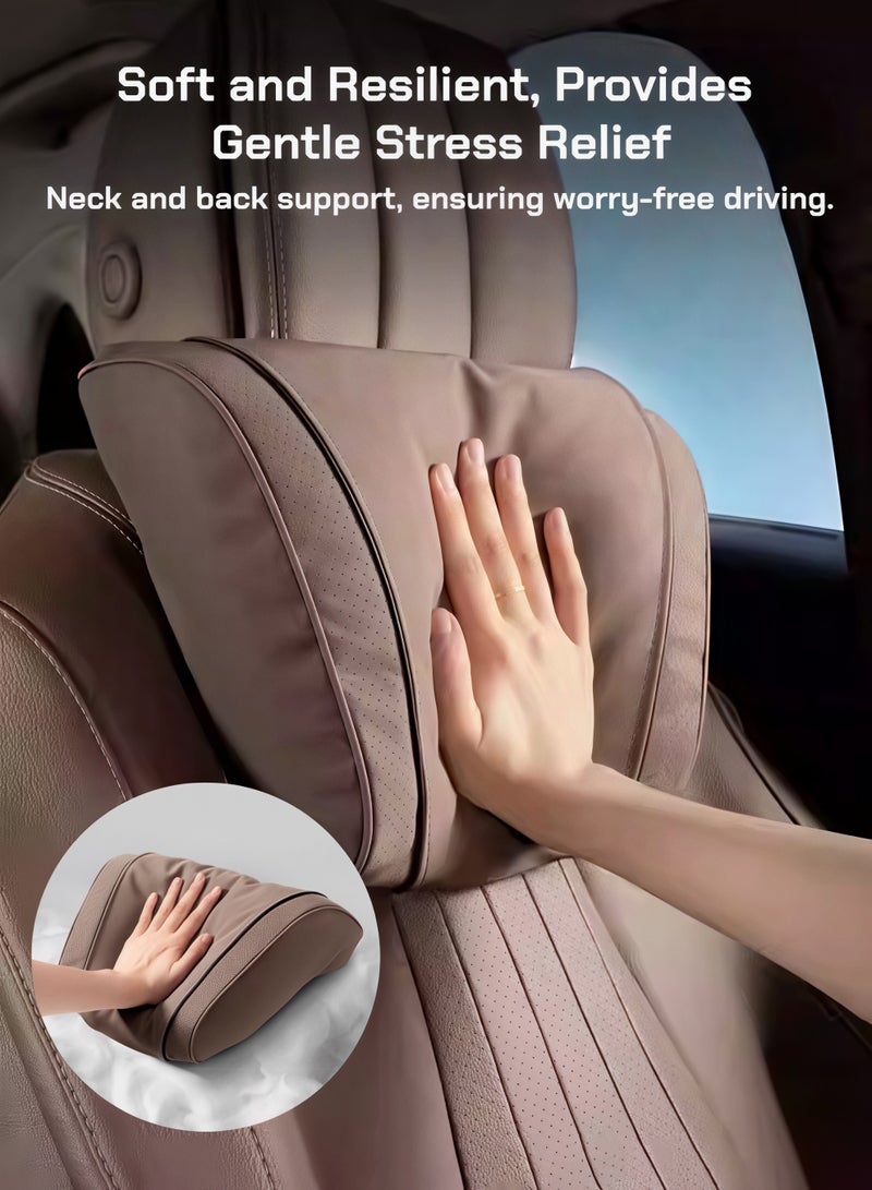 وسادة رقبة لمقعد السيارة، وسادة مسند رأس للسيارة، وسادة مسند رأس لتخفيف آلام الرقبة وتوتر العضلات، وسادة رأس داعمة للرقبة بتصميم مريح لتخفيف إرهاق القيادة، ملحقات داخلية للسيارات (بني) - Image 4